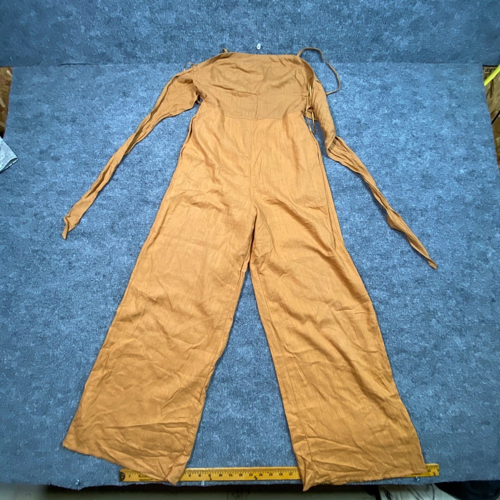 Audrey Parks Francesca's Mustard Yellow Linen Blend Wide‎ Leg Jumpsuit Small S